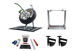 Rabaconda Street Bike Reifenmontiergerät mit Wuchtbock und Starterpaket Schwarz BTR Wuchtbock Paste